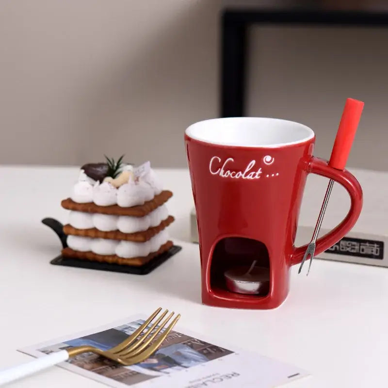 CANECA DE CERÂMICA EUROPEIA, PARA DERRETER CHOCOLATE