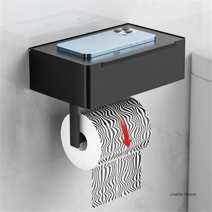 Suporte de papel higiênico com caixa de armazenamento