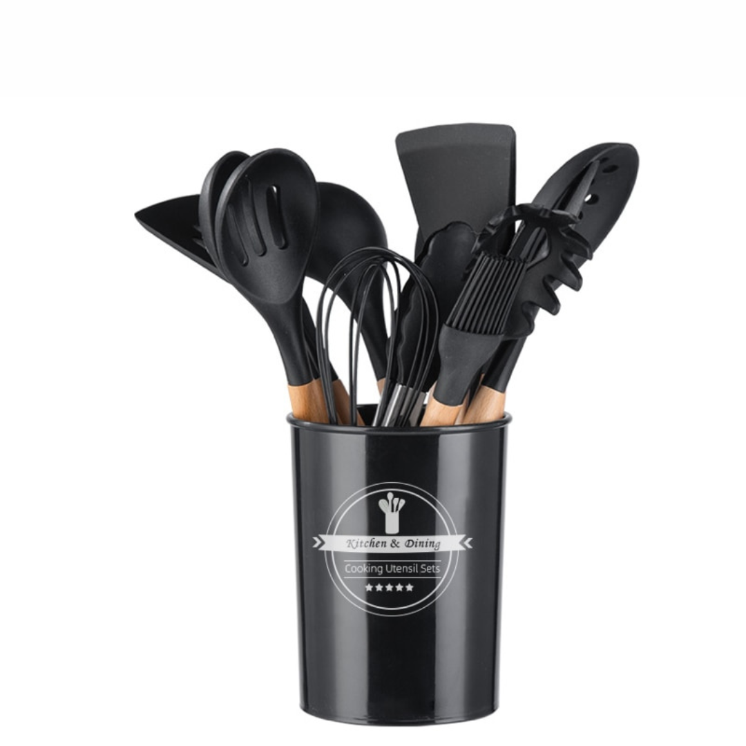 Jogo De Utensílios De Cozinha De Silicone (Kit 12 Peças)